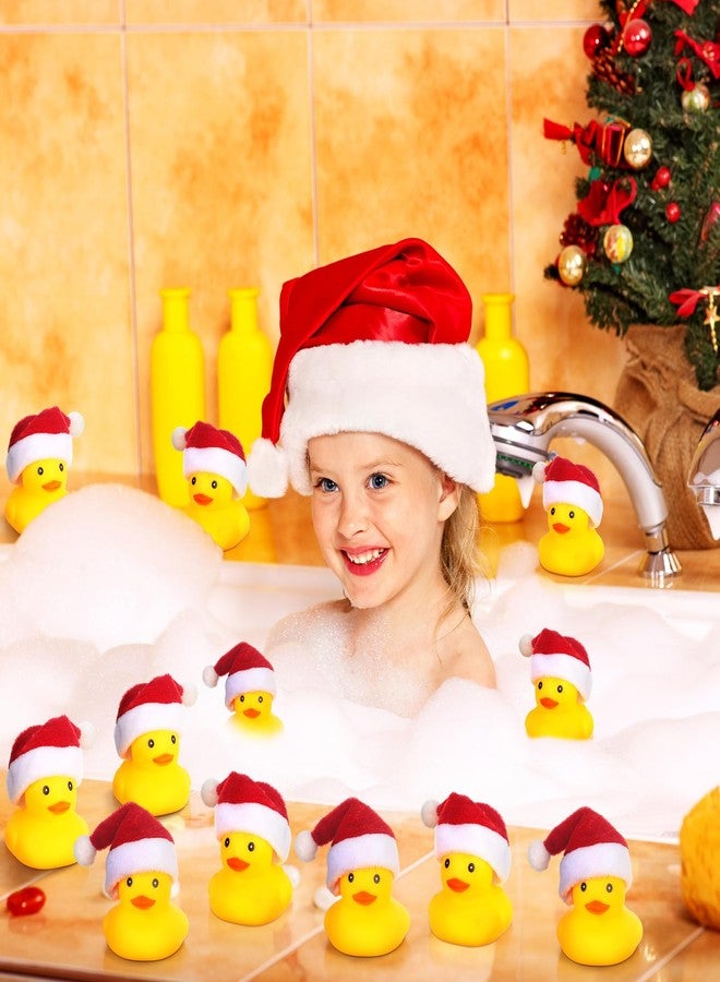 Liliful 48 Pcs Christmas Rubber Ducks with Hat Xmas Mini Rubber Ducks in Bulk Holiday Party Favors Bath Toys for Christmas Party Decor Gift (Santa Hat) - Image 5